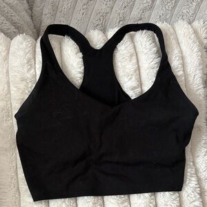 Victorias Secret PINK Black Racerback Sports Bra — Seamless Support